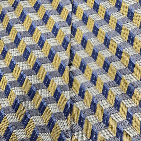 Necktie Mens Vintage Geoffrey Beene Mens Tie Yellow White Blue Size Is 57 x 4in - Picture 6 of 7